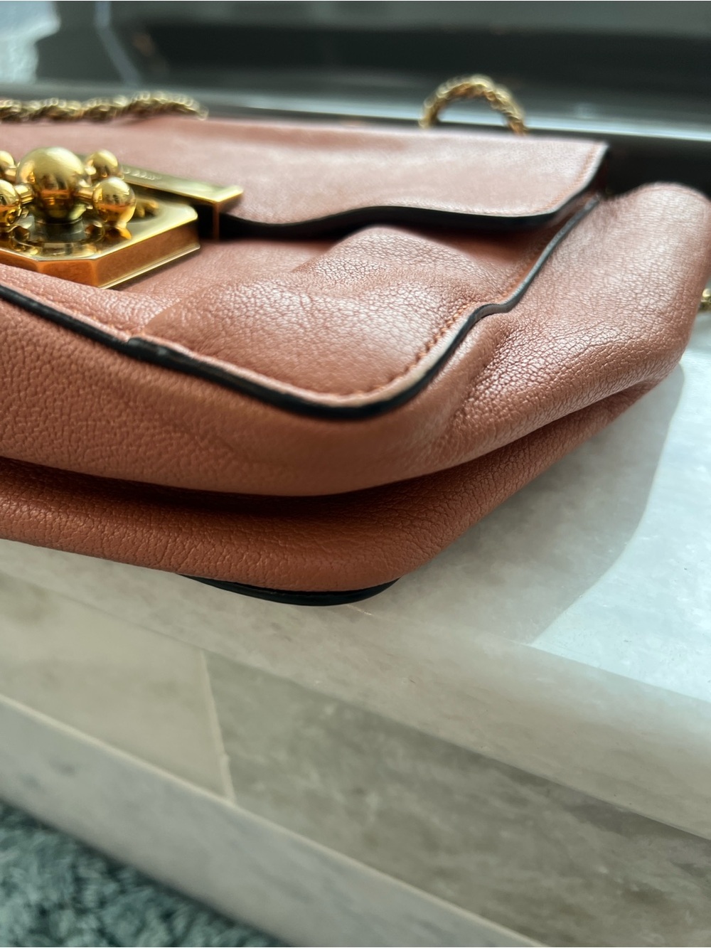 Authentic Chloe Elsie shoulder/crossbody bag with Gold Hardware, rust-clay color - Picture 6 of 13